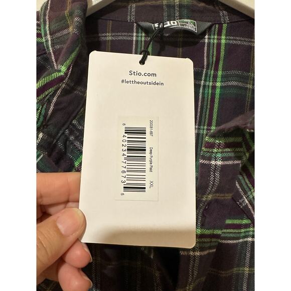 Stio Men's Junction Midweight Flannel Shirt Deep Purple Plaid Size XXL NWT Warm - Picture 9 of 15
